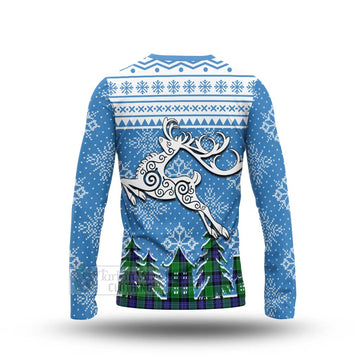 Haldane Clan Christmas Long Sleeve T-Shirt Celtic Reindeer Style