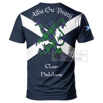 Haldane Tartan Lion Rampant T-Shirt Proudly Display Your Heritage with Alba Gu Brath and Clan Name