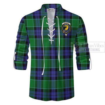 Haldane Tartan Ghillie Kilt Shirt with Family Crest Celtic Skull Style