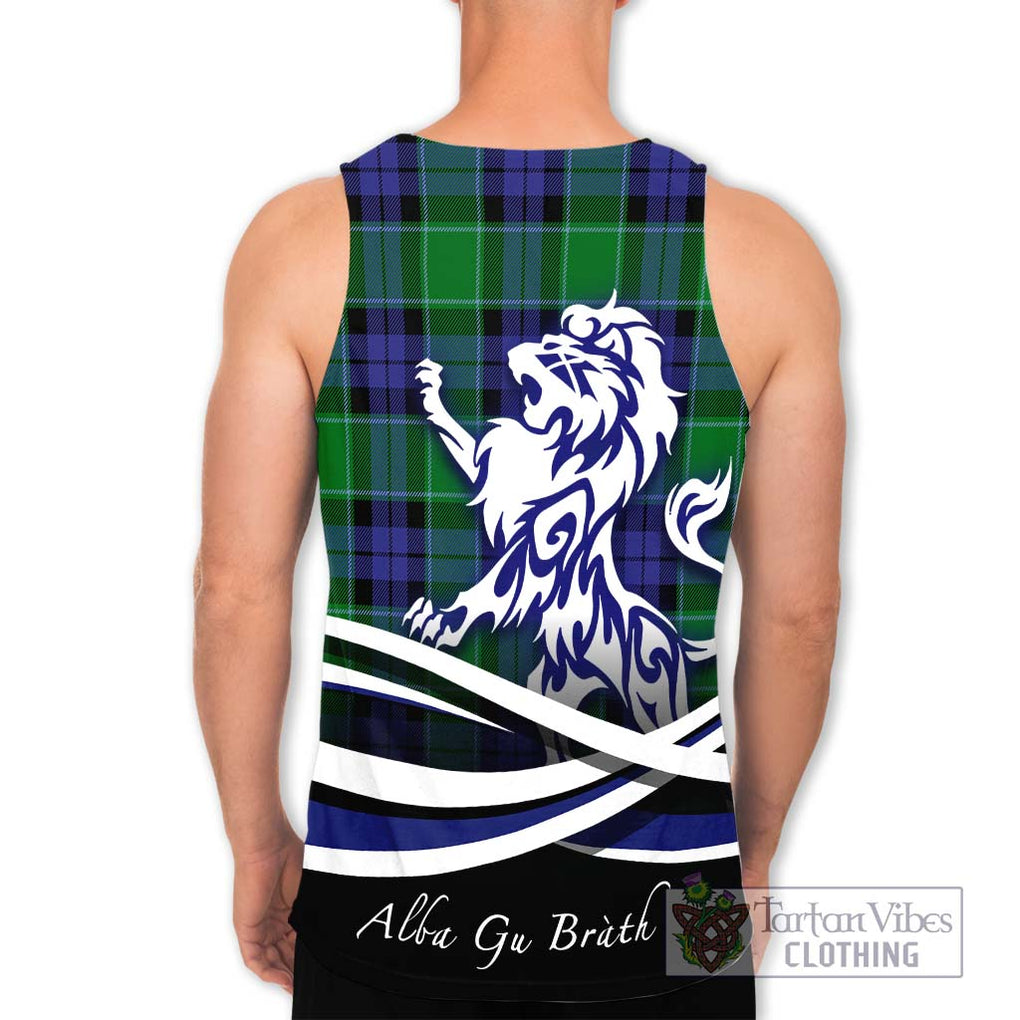 Haldane Tartan Men's Tank Top with Alba Gu Brath Regal Lion Emblem - Tartanvibesclothing Shop