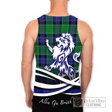 Haldane Tartan Men's Tank Top with Alba Gu Brath Regal Lion Emblem