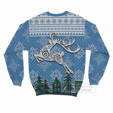 Haldane Clan Christmas Sweatshirt Celtic Reindeer Style