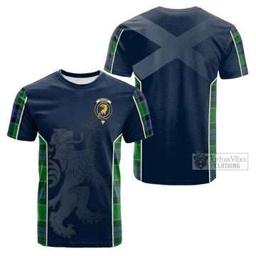 Haldane Tartan Cotton T-shirt with Family Crest and Lion Rampant Vibes Sport Style