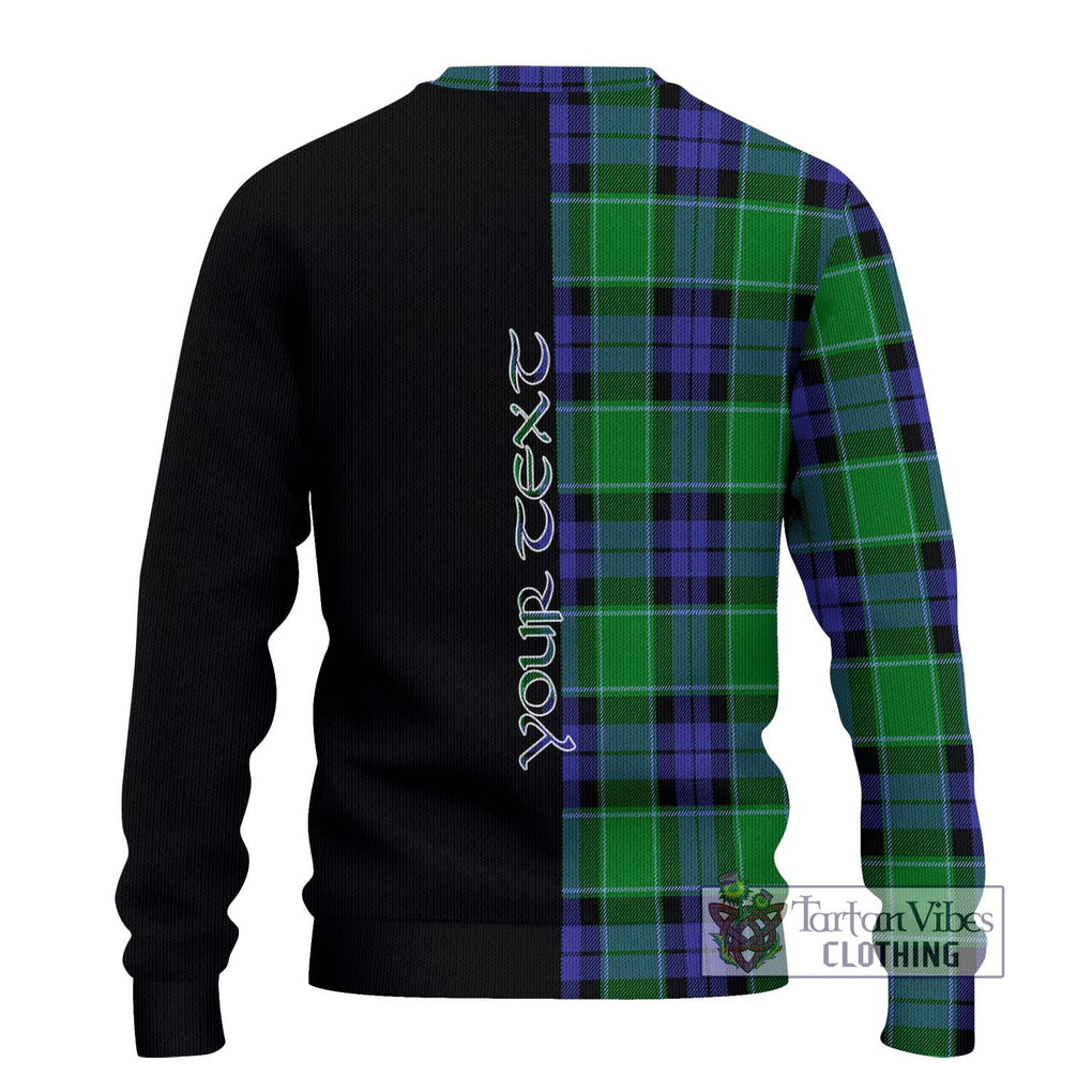 Haldane Tartan Knitted Sweater with Family Crest and Half Of Me Style - Tartanvibesclothing Shop