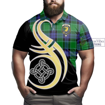 Haldane Tartan Polo Shirt with Family Crest and Celtic Symbol Style