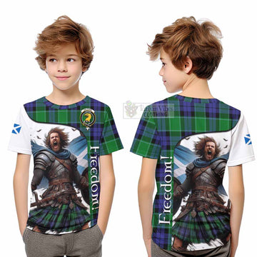 Haldane Crest Tartan Kid T-Shirt Inspired by the Freedom of Scottish Warrior