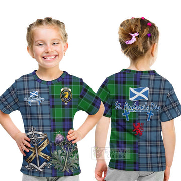 Haldane Tartan Kid T-Shirt Happy St. Andrew's Day Half Tartan Style