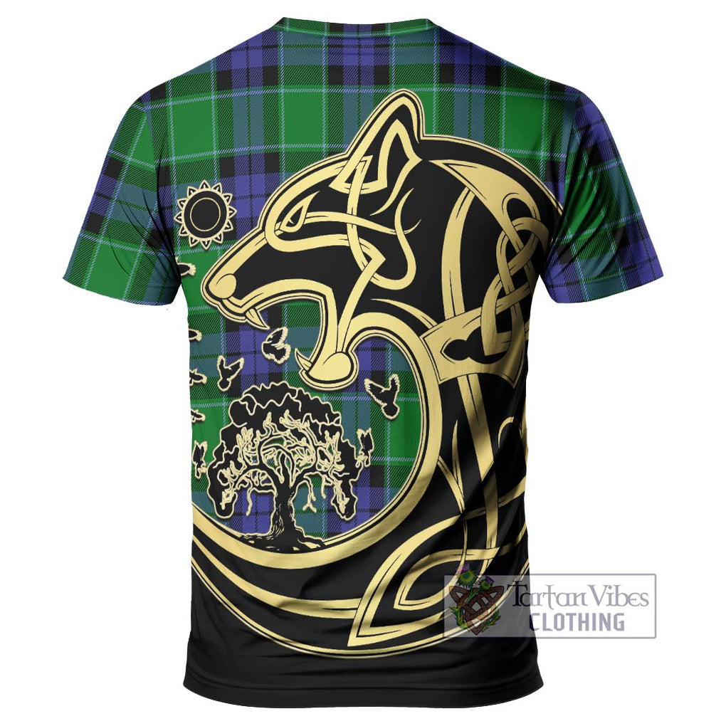 Haldane Tartan T-Shirt with Family Crest Celtic Wolf Style - Tartan Vibes Clothing