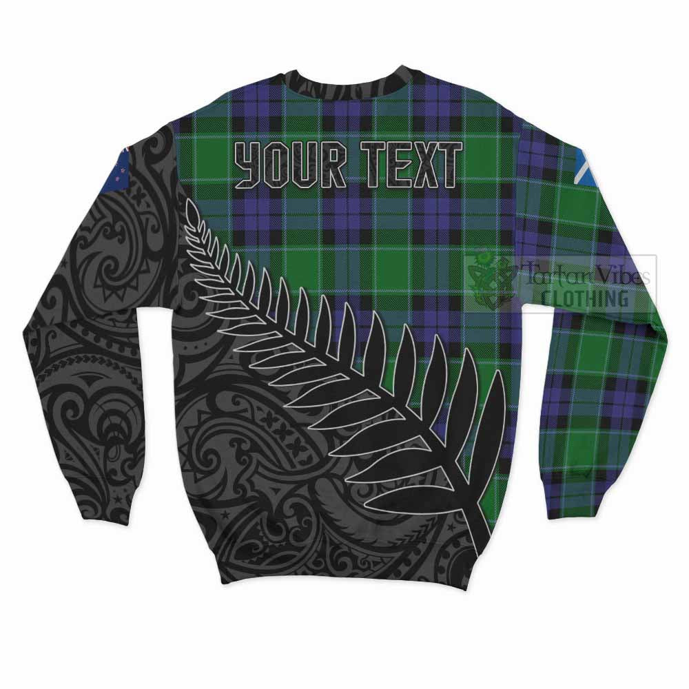 Tartan Vibes Clothing Haldane Crest Tartan Sweatshirt with New Zealand Silver Fern Half Style