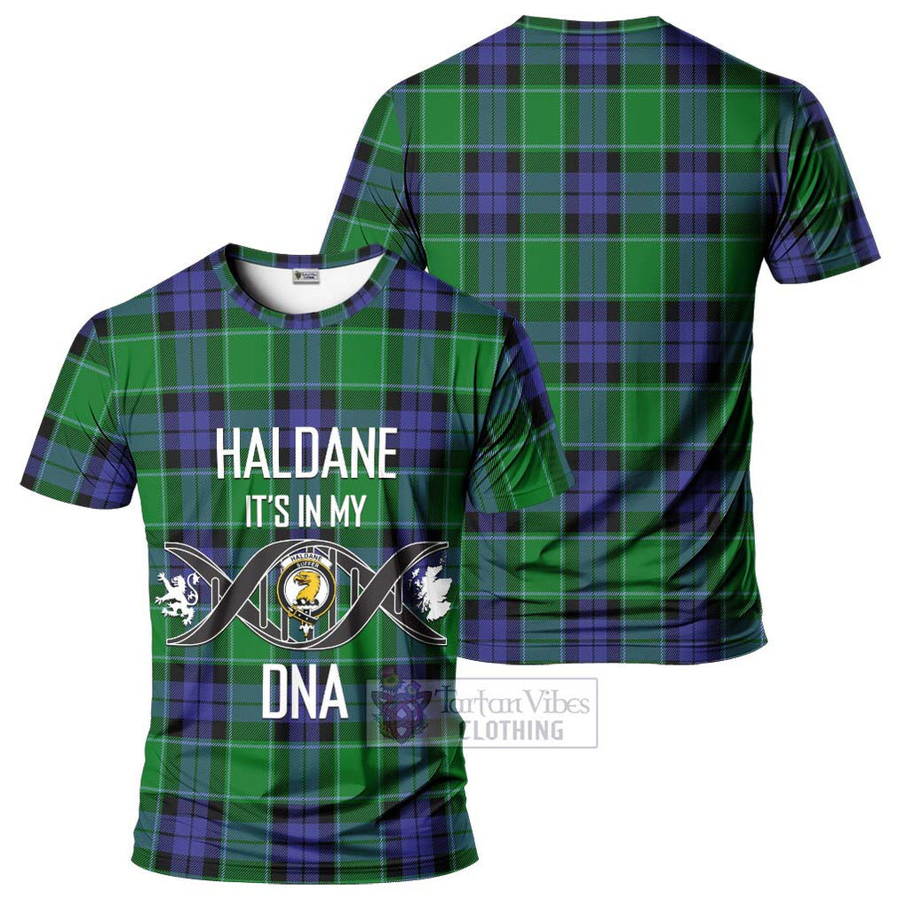 Haldane Tartan T-Shirt with Family Crest DNA In Me Style - Tartan Vibes Clothing