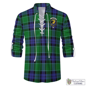 Haldane Tartan Men's Scottish Traditional Jacobite Ghillie Kilt Shirt with Family Crest