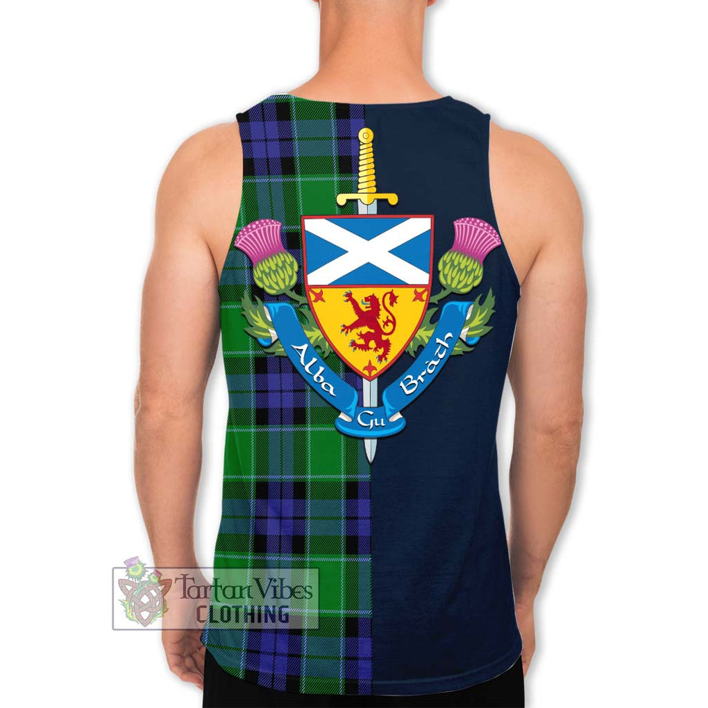 Tartan Vibes Clothing Haldane Tartan Men's Tank Top with Scottish Lion Royal Arm Half Style