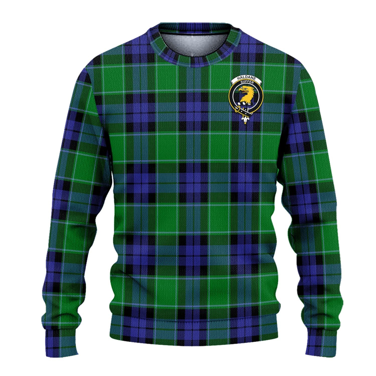 Haldane Tartan Knitted Sweater with Family Crest - Tartanvibesclothing