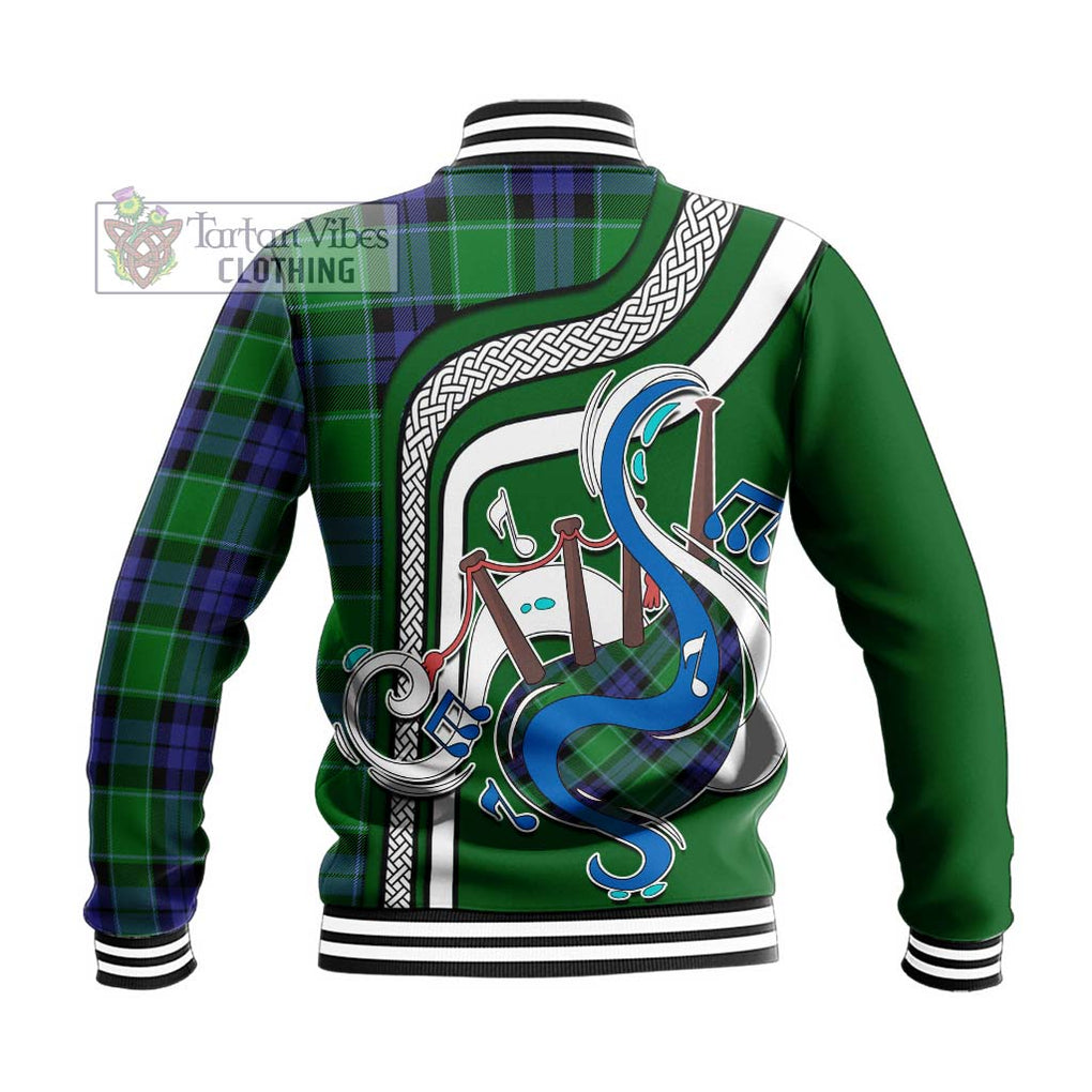 Tartan Vibes Clothing Haldane Tartan Baseball Jacket with Epic Bagpipe Style