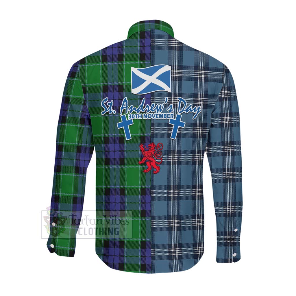 Tartan Vibes Clothing Haldane Tartan Long Sleeve Button Shirt Happy St. Andrew's Day Half Tartan Style