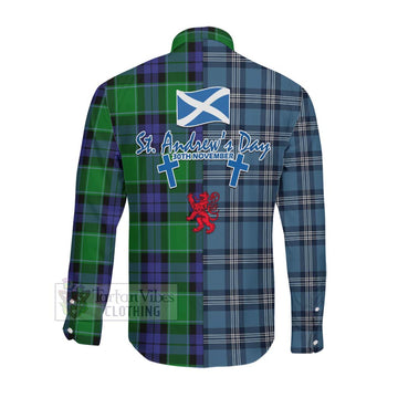 Haldane Tartan Long Sleeve Button Shirt Happy St. Andrew's Day Half Tartan Style