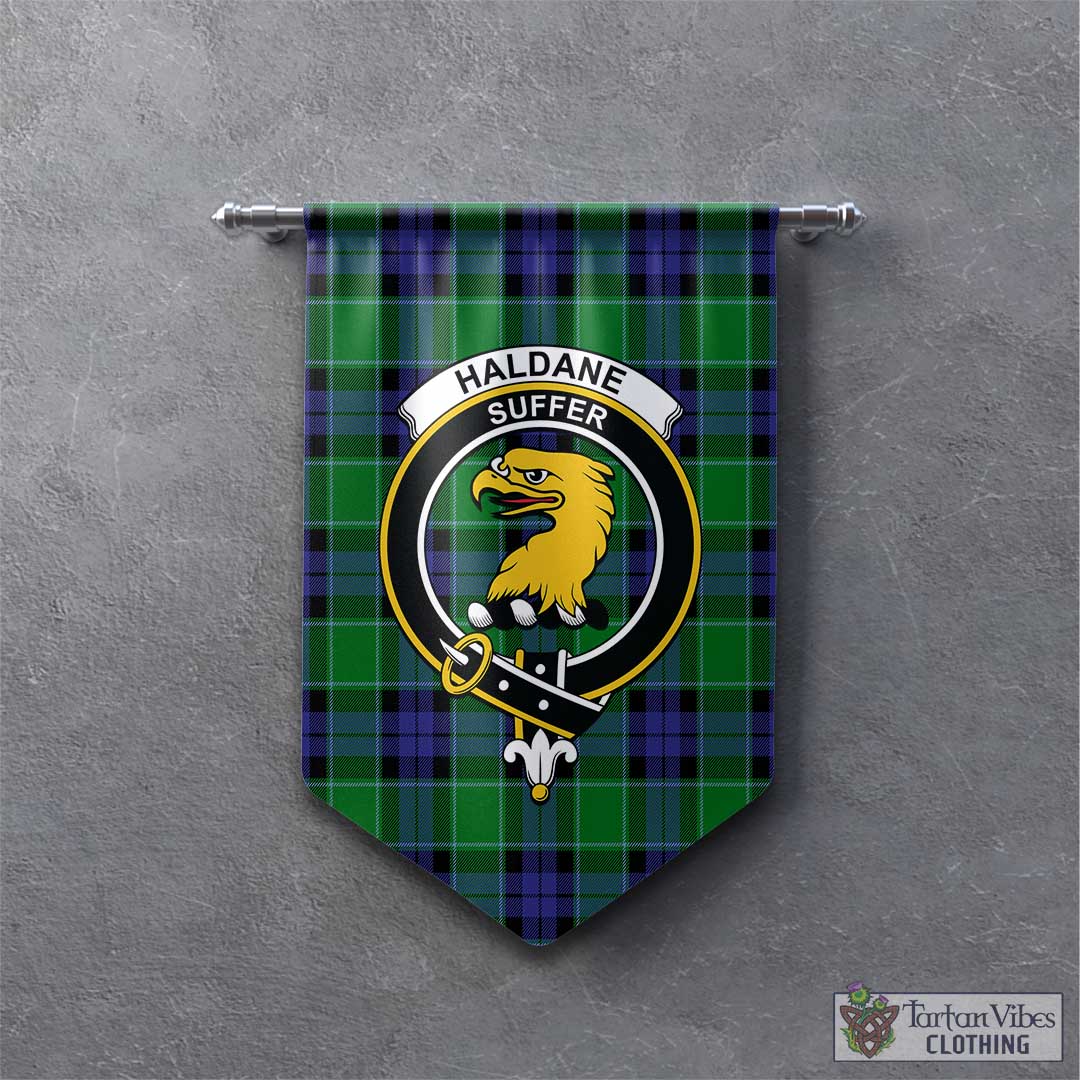 Tartan Vibes Clothing Haldane Tartan Gonfalon, Tartan Banner with Family Crest