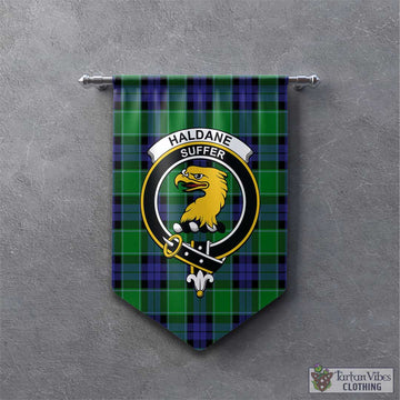 Haldane Tartan Gonfalon, Tartan Banner with Family Crest