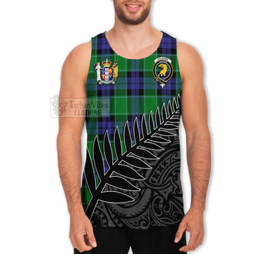 Haldane Crest Tartan Men's Tank Top with New Zealand Silver Fern Half Style