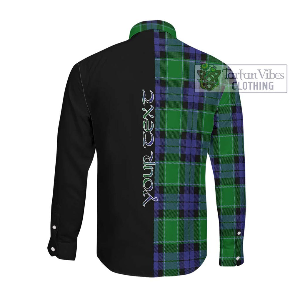 Haldane Tartan Long Sleeve Button Shirt with Family Crest and Half Of Me Style Men's Shirt - Tartanvibesclothing Shop