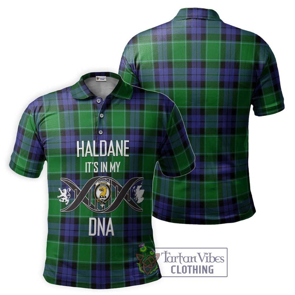 Haldane Tartan Polo Shirt with Family Crest DNA In Me Style - Tartanvibesclothing Shop