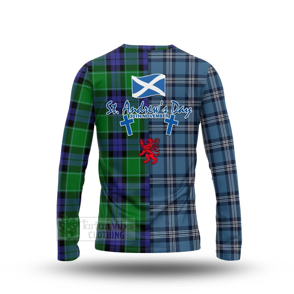 Tartan Vibes Clothing Haldane Tartan Long Sleeve T-Shirt Happy St. Andrew's Day Half Tartan Style