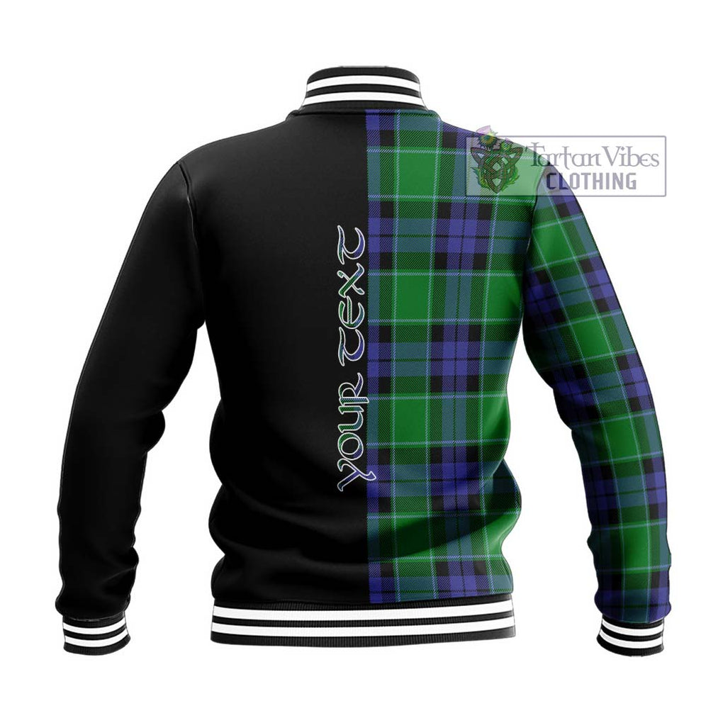 Haldane Tartan Baseball Jacket with Family Crest and Half Of Me Style - Tartanvibesclothing Shop