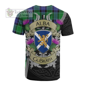 Haldane Tartan Family Crest Cotton T-shirt Lion Rampant Royal Thistle Shield Celtic Inspired - Tartan Vibes Clothing