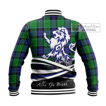 Haldane Tartan Baseball Jacket with Alba Gu Brath Regal Lion Emblem