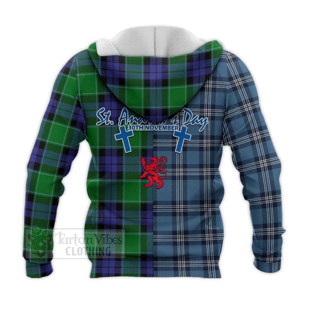 Tartan Vibes Clothing Haldane Tartan Knitted Hoodie Happy St. Andrew's Day Half Tartan Style