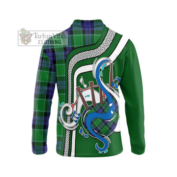 Haldane Tartan Long Sleeve Polo Shirt with Epic Bagpipe Style