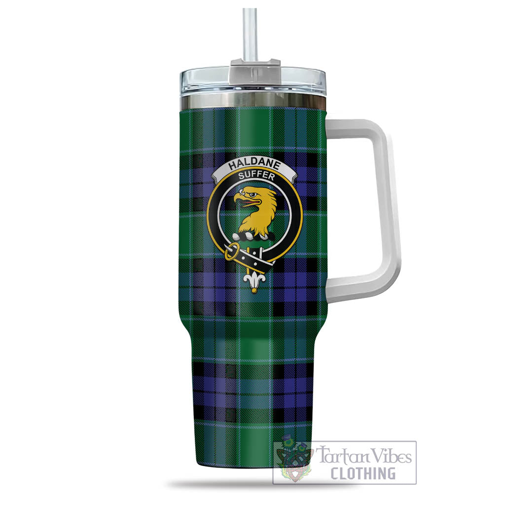 Tartan Vibes Clothing Haldane Tartan and Family Crest Tumbler with Handle