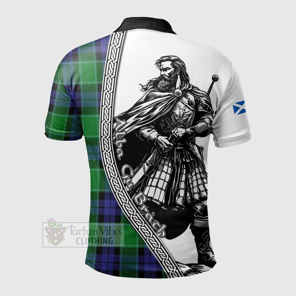 Tartan Vibes Clothing Haldane Tartan Clan Crest Polo Shirt with Highlander Warrior Celtic Style