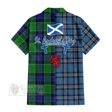 Haldane Tartan Short Sleeve Button Shirt Happy St. Andrew's Day Half Tartan Style