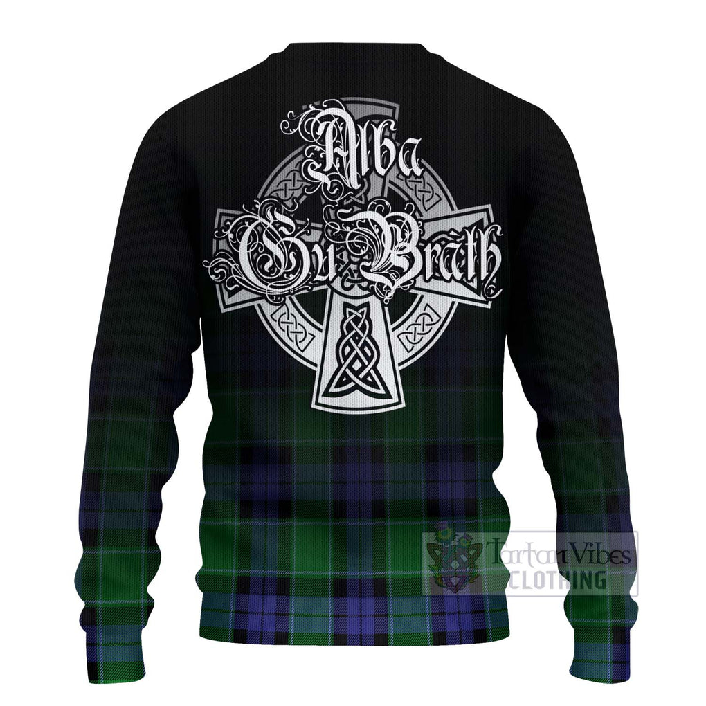 Tartan Vibes Clothing Haldane Tartan Knitted Sweater Featuring Alba Gu Brath Family Crest Celtic Inspired