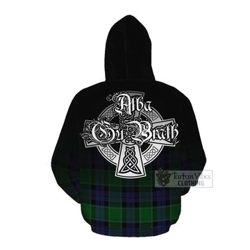 Haldane Tartan Cotton Hoodie Featuring Alba Gu Brath Family Crest Celtic Inspired