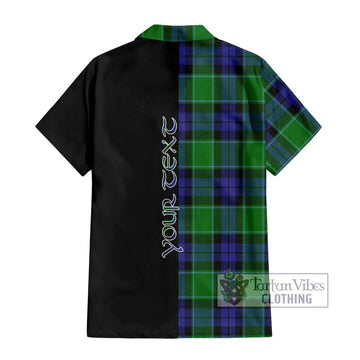 Haldane Tartan Short Sleeve Button Shirt with Family Crest and Half Of Me Style