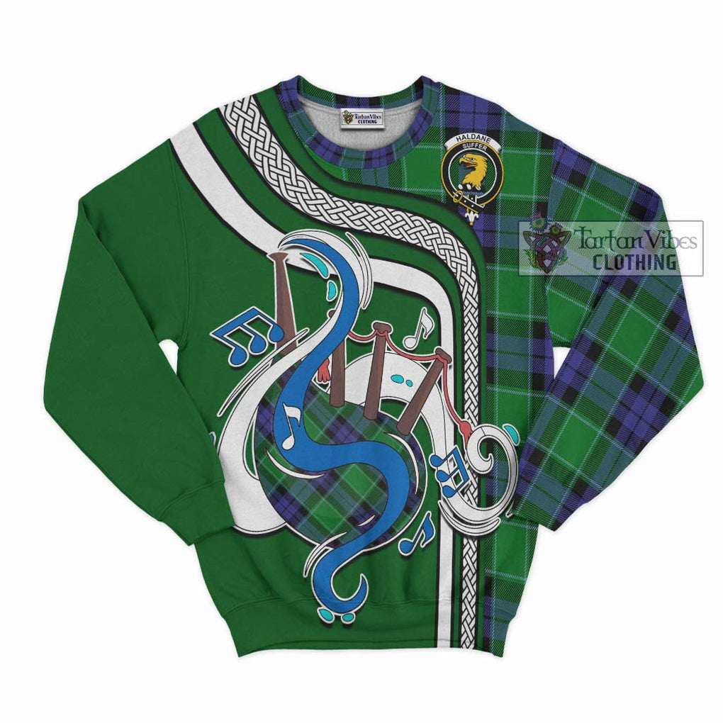 Tartan Vibes Clothing Haldane Tartan Sweatshirt with Epic Bagpipe Style