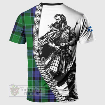 Haldane Tartan Clan Crest T-Shirt with Highlander Warrior Celtic Style