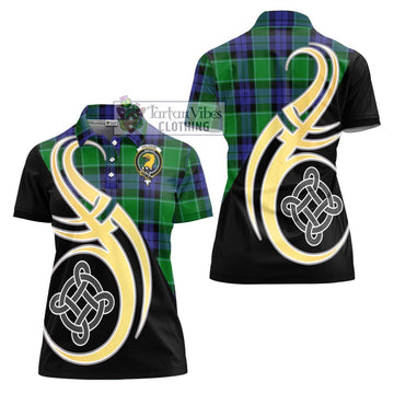 Haldane Tartan Women's Polo Shirt with Family Crest and Celtic Symbol Style