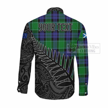 Haldane Crest Tartan Long Sleeve Button Shirt with New Zealand Silver Fern Half Style