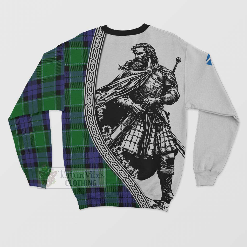 Tartan Vibes Clothing Haldane Tartan Clan Crest Sweatshirt with Highlander Warrior Celtic Style