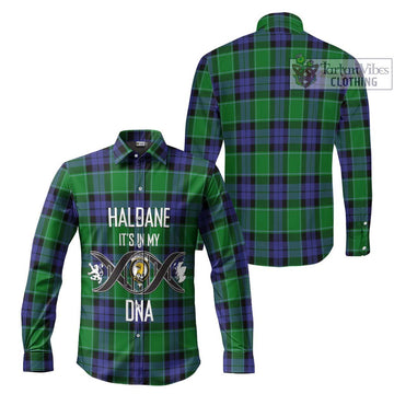 Haldane Tartan Long Sleeve Button Shirt with Family Crest DNA In Me Style