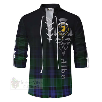 Haldane Tartan Ghillie Kilt Shirt Featuring Alba Gu Brath Family Crest Celtic Inspired