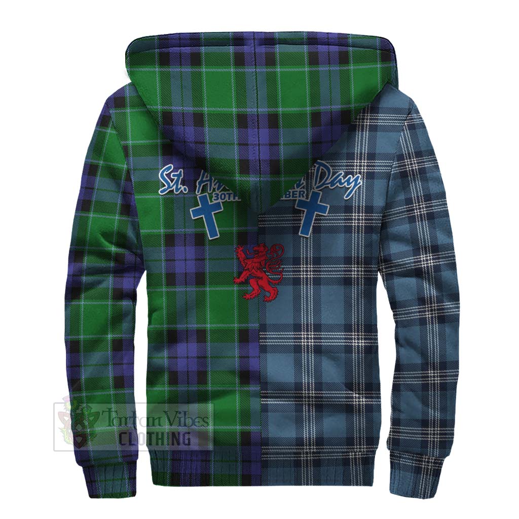 Tartan Vibes Clothing Haldane Tartan Sherpa Hoodie Happy St. Andrew's Day Half Tartan Style