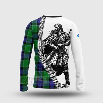 Haldane Tartan Clan Crest Long Sleeve T-Shirt with Highlander Warrior Celtic Style