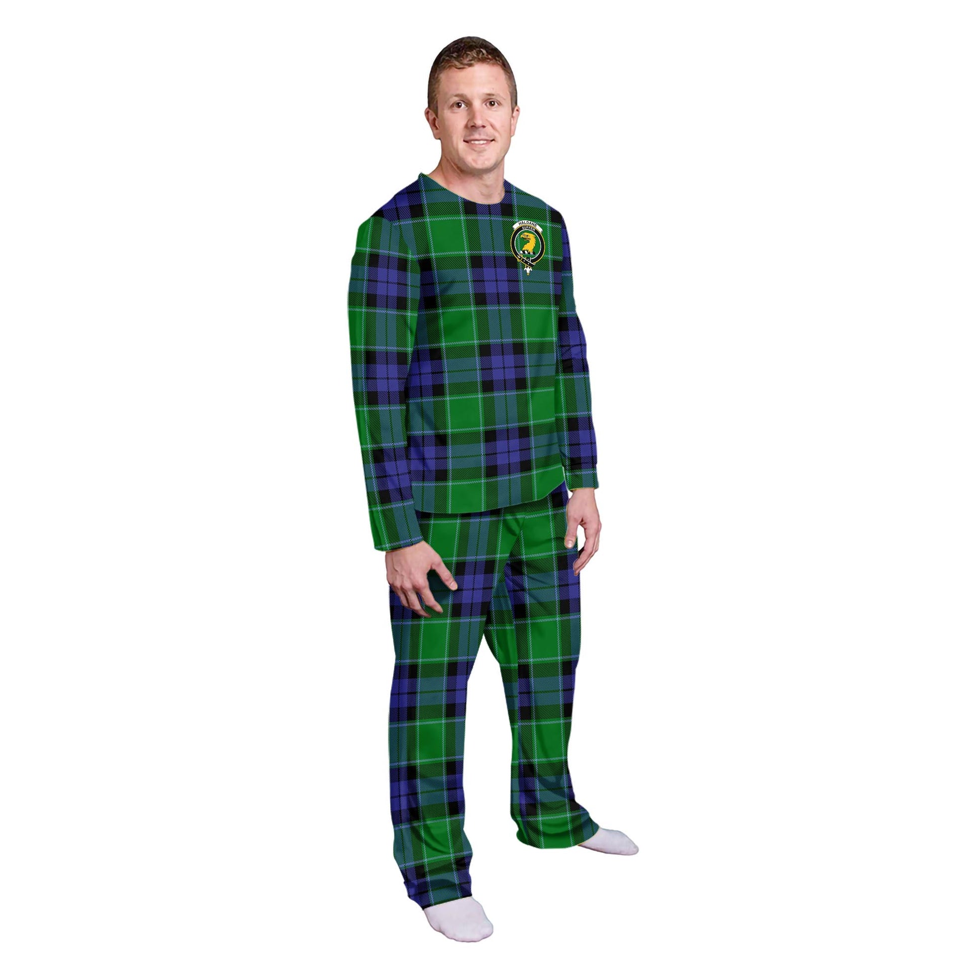 Haldane Tartan Pajamas Family Set with Family Crest - Tartan Vibes Clothing