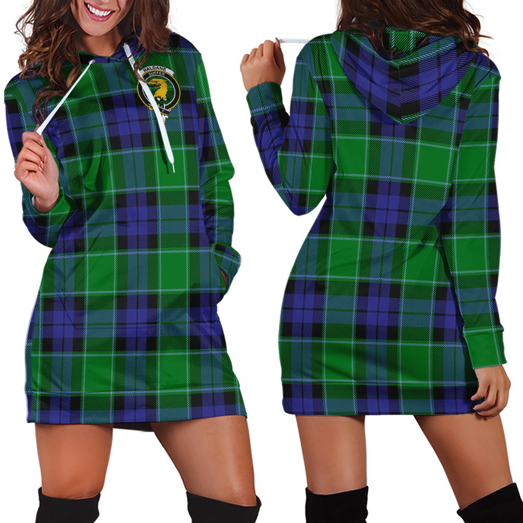 Haldane Tartan Hoodie Dress with Family Crest - Tartan Vibes Clothing