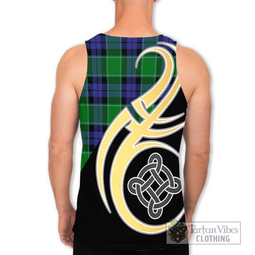 Haldane Tartan Men's Tank Top with Family Crest and Celtic Symbol Style