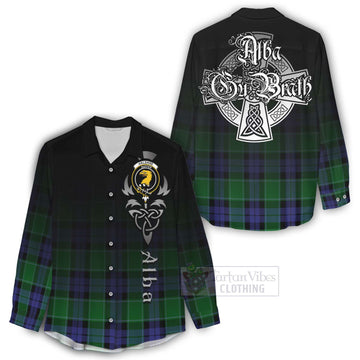 Haldane Tartan Women's Casual Shirt Featuring Alba Gu Brath Family Crest Celtic Inspired